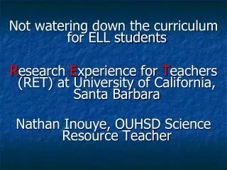 Not watering down the curriculum for ELL students