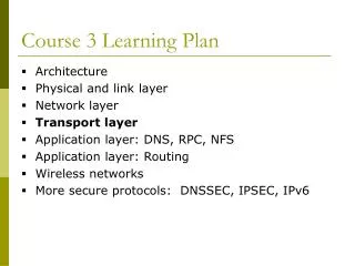 Course 3 Learning Plan