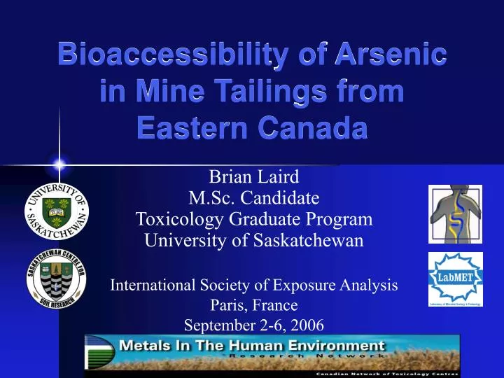 bioaccessibility of arsenic in mine tailings from eastern canada