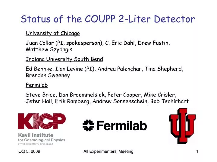 status of the coupp 2 liter detector