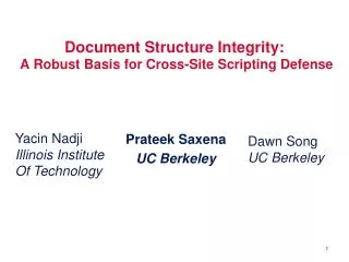 Document Structure Integrity: A Robust Basis for Cross-Site Scripting Defense