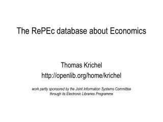 The RePEc database about Economics
