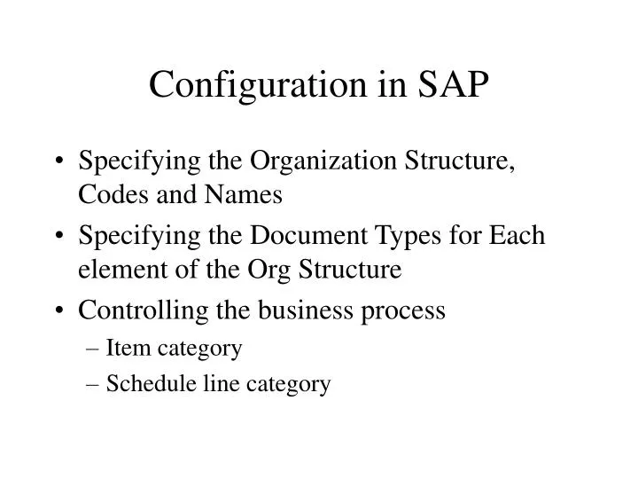 configuration in sap