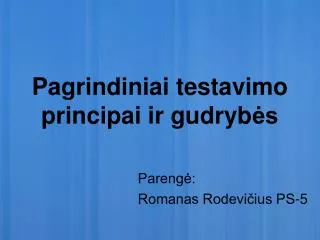 pagrindiniai testavimo principai ir gudryb s