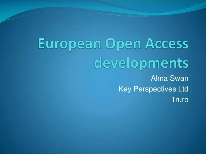 european open access developments