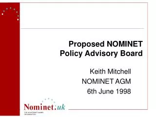 Proposed NOMINET Policy Advisory Board
