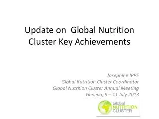 Update on Global Nutrition Cluster Key Achievements