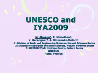UNESCO and IYA2009