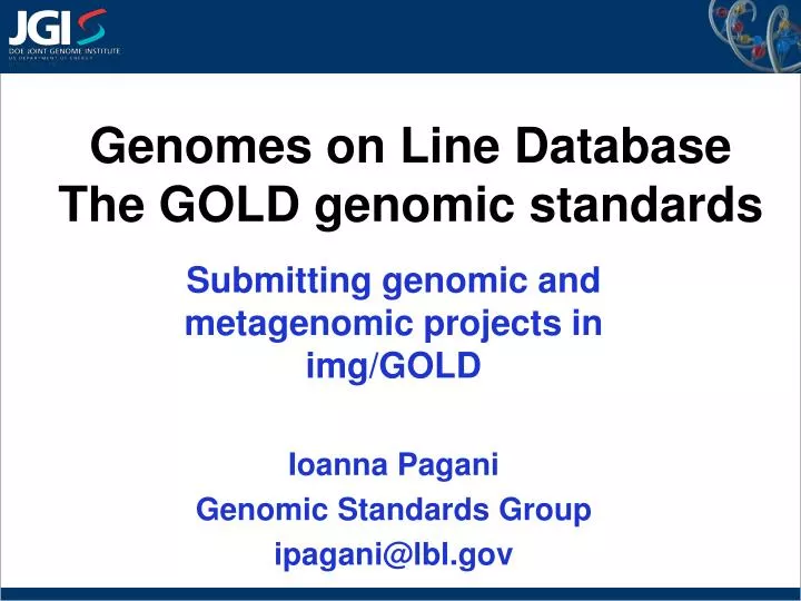 genomes on line database the gold genomic standards