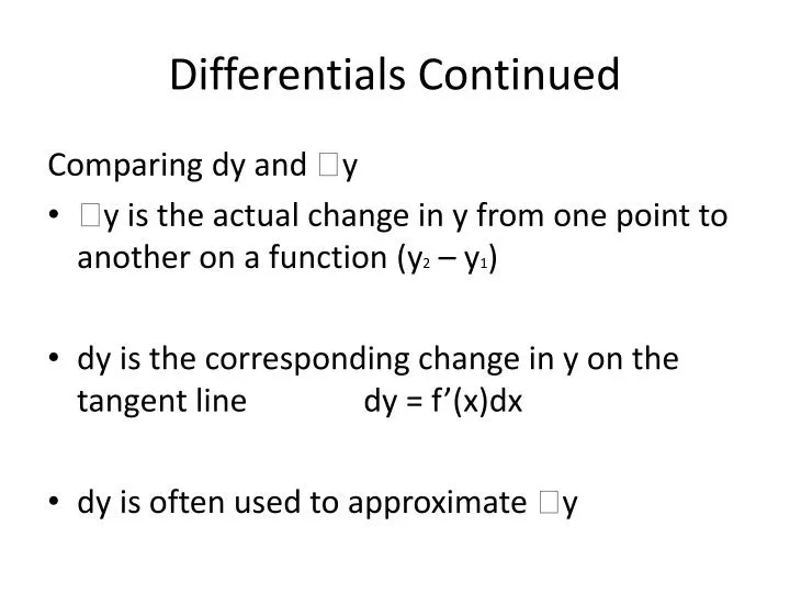 differentials continued