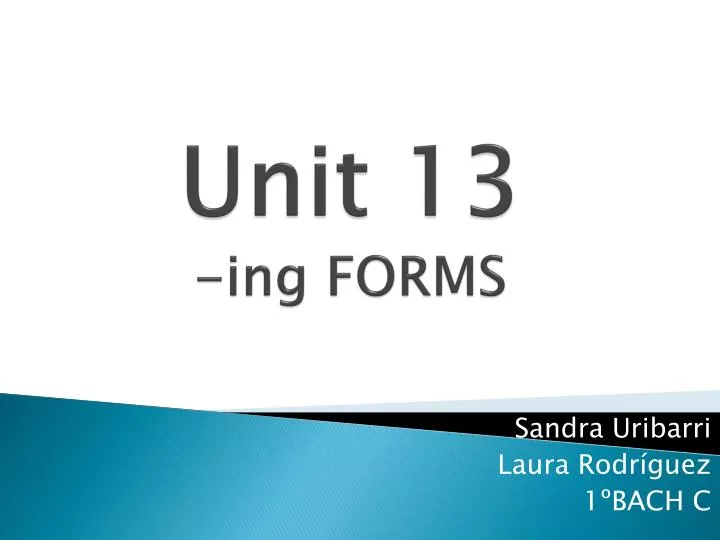 unit 13 ing forms