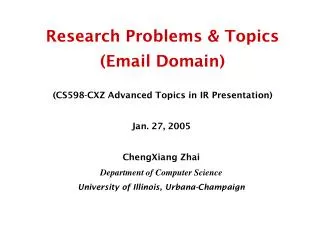 Research Problems &amp; Topics (Email Domain)