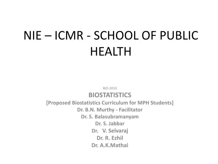 nie icmr school of public health