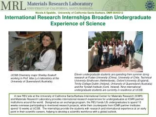 International Research Internships Broaden Undergraduate Experience of Science