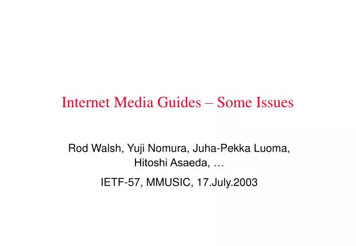 internet media guides some issues