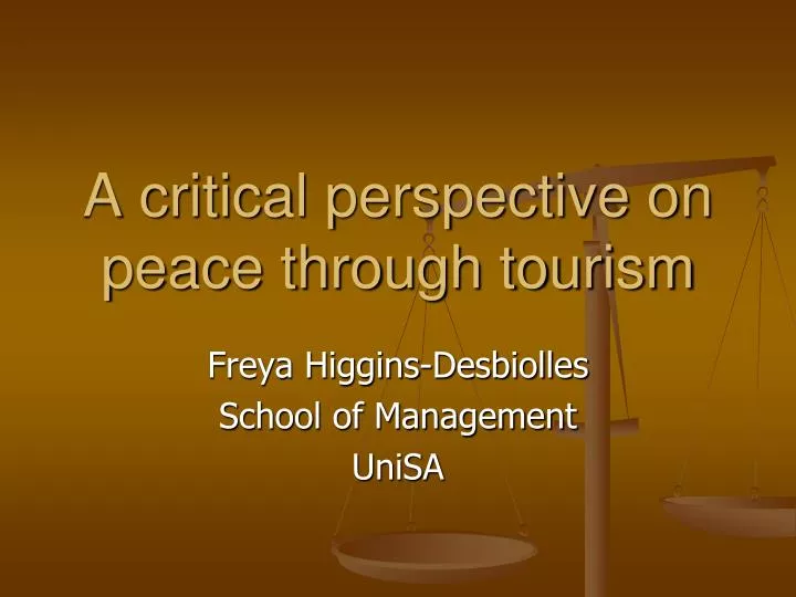 a critical perspective on peace through tourism