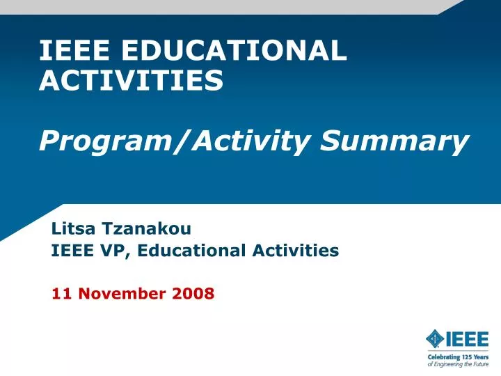ieee educational activities program activity summary