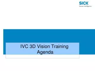 IVC 3D Vision Training Agenda