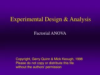 Experimental Design &amp; Analysis