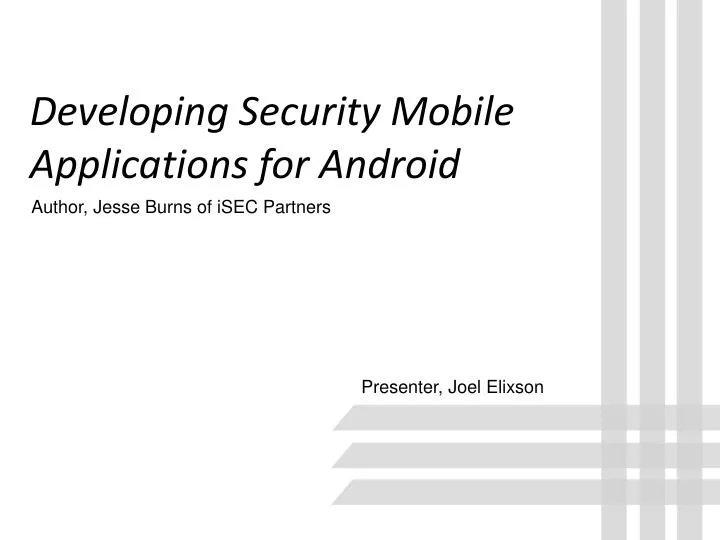 developing security mobile applications for android