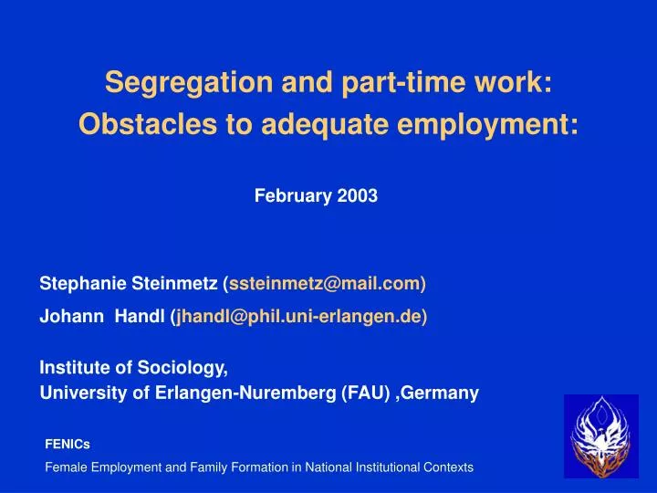 segregation and part time work obstacles to adequate employment