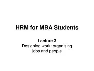 HRM for MBA Students