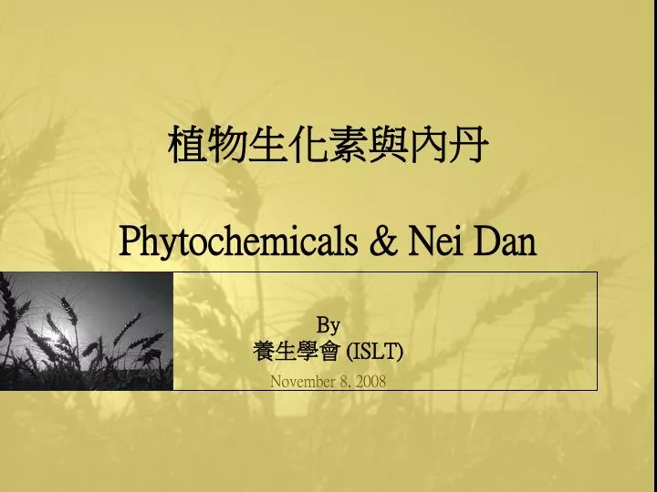 phytochemicals nei dan by islt november 8 2008