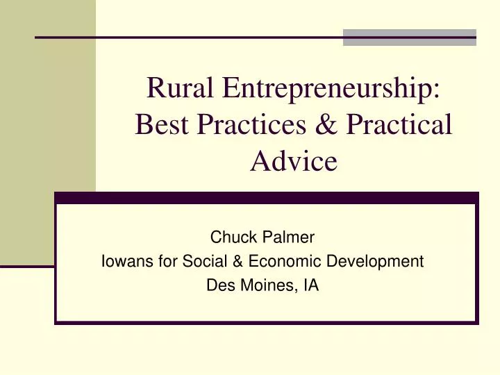 rural entrepreneurship best practices practical advice