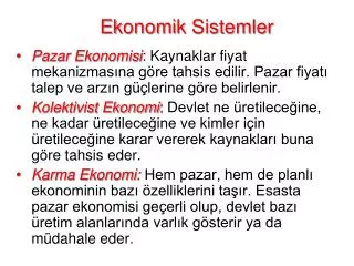 e k onomi k sistemler