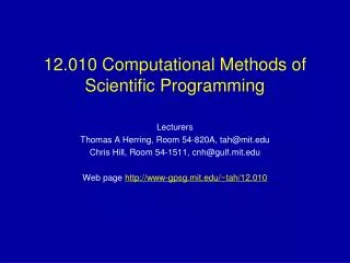 12.010 Computational Methods of Scientific Programming