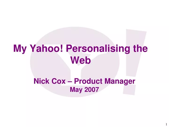 my yahoo personalising the web