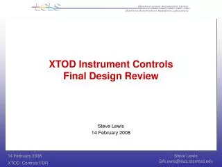 XTOD Instrument Controls Final Design Review