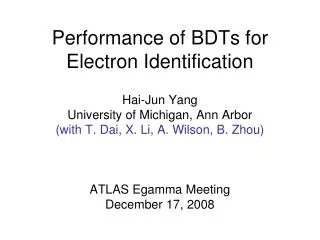 Performance of BDTs for Electron Identification