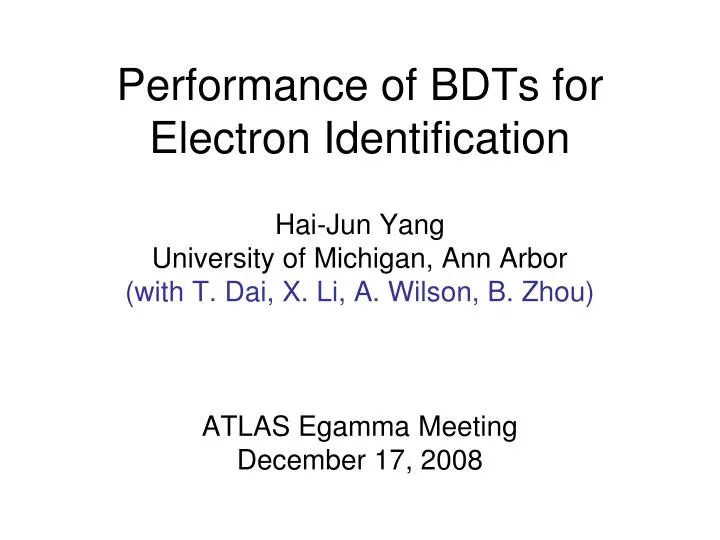performance of bdts for electron identification