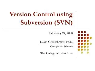Version Control using Subversion (SVN)