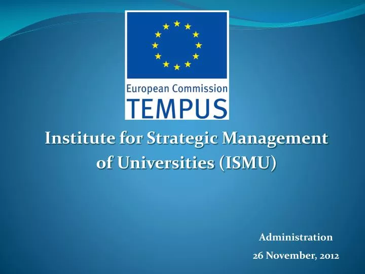institute for strategic management of universities ismu