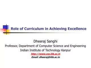 Role of Curriculum in Achieving Excellence