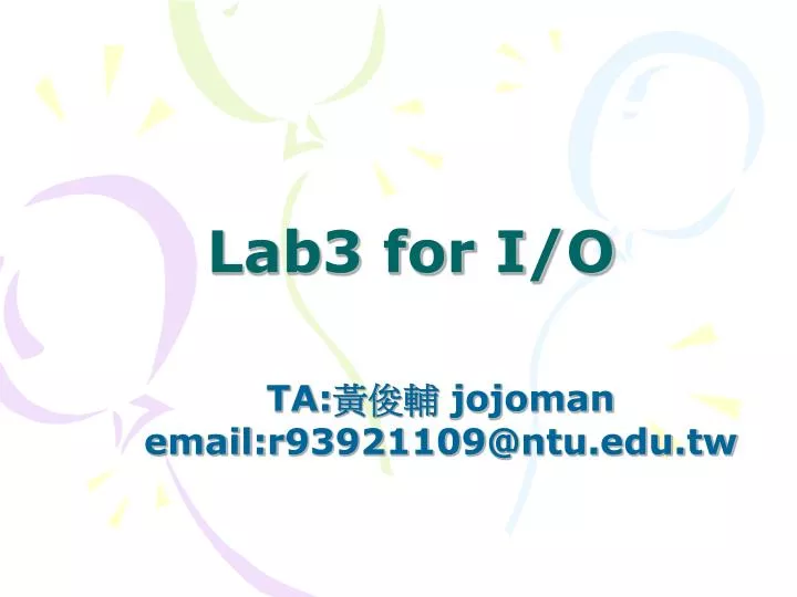 lab3 for i o