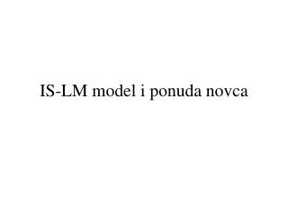 is lm model i ponuda novca
