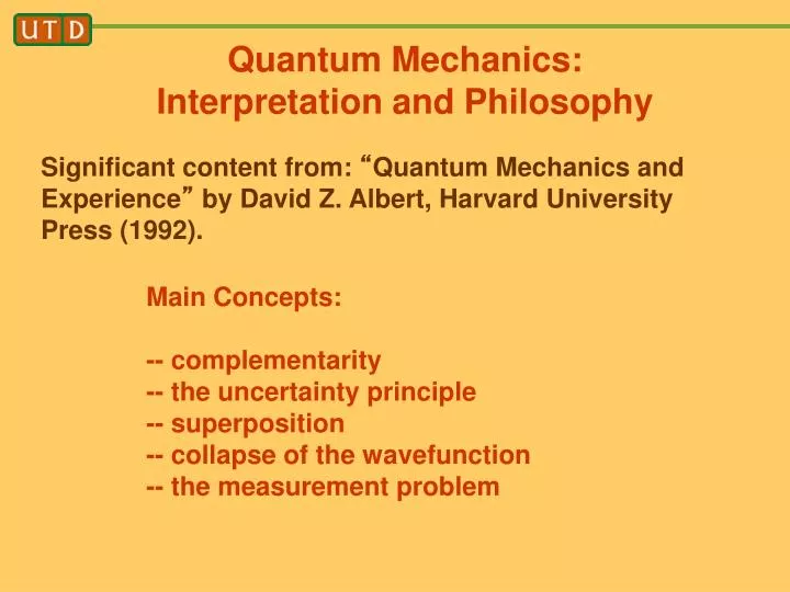quantum mechanics interpretation and philosophy