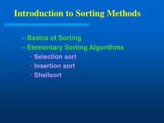 Introduction to Sorting Methods