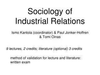 Sociology of Industrial Relations