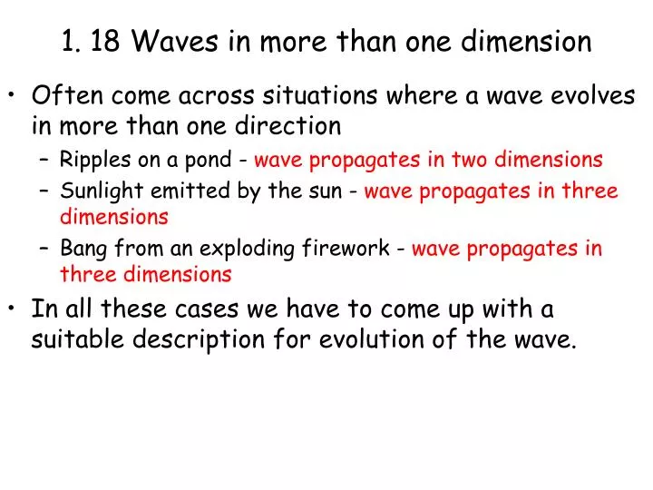 1 18 waves in more than one dimension