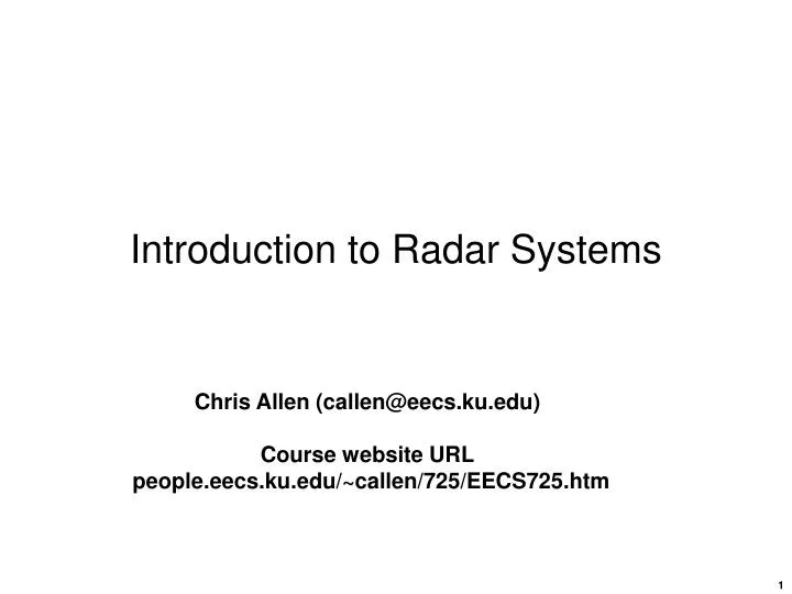 introduction to radar systems