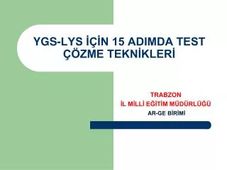 ygs lys n 15 adimda test zme tekn kler
