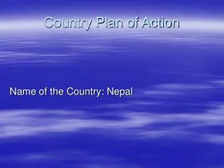 Country Plan of Action