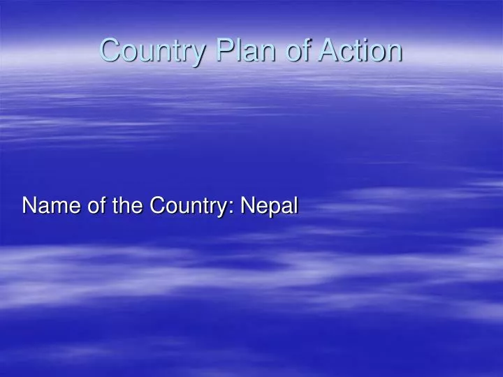 country plan of action