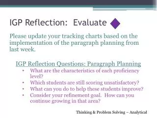 IGP Reflection: Evaluate
