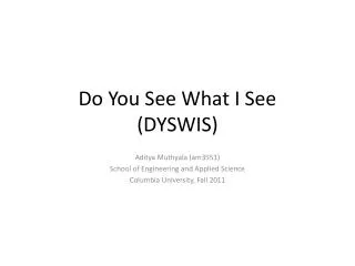 Do You See What I See (DYSWIS)