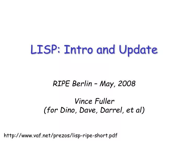 lisp intro and update